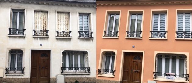 Ravalement de façade maison en résine projetée evreux