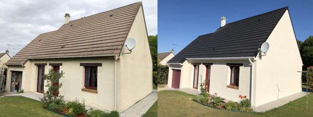 Ravalement de façade maison en résine projetée Autheuil Authouillet