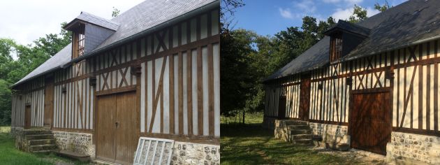 Ravalement de façade maison en résine projetée