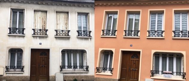 Ravalement de façade maison en résine projetée evreux