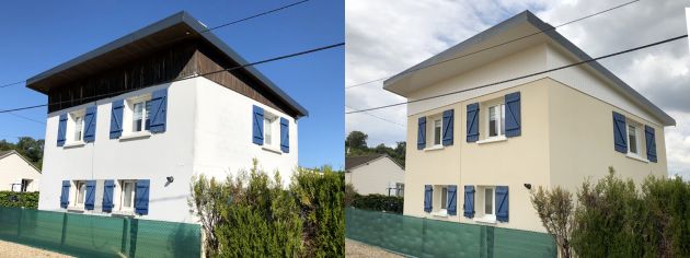 Ravalement de façade maison en résine projetée Normanville